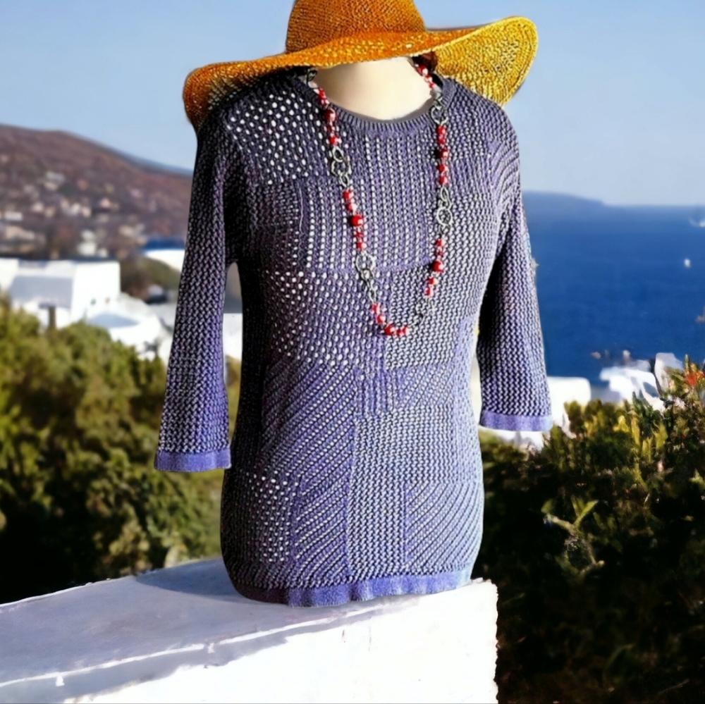 Christopher Banks Crochet 3/4 Sleeve top sz S